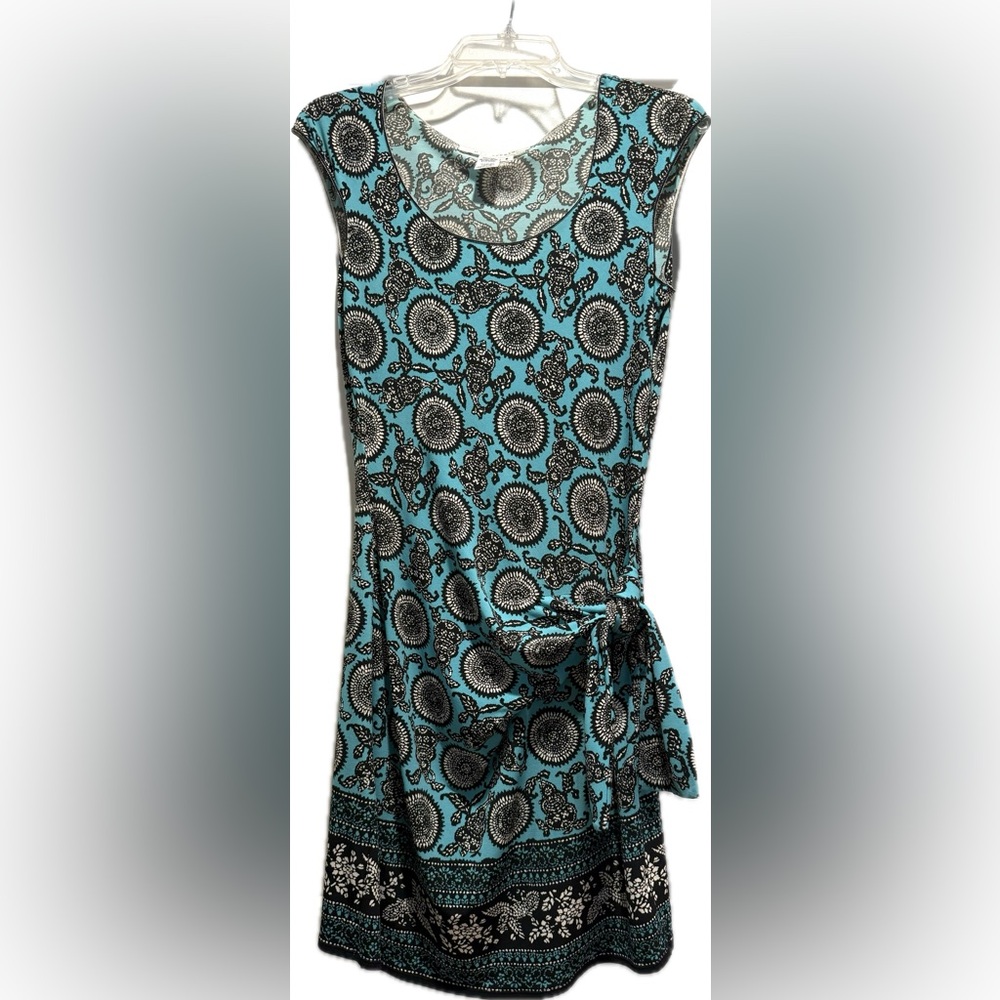 Max Studio turquoise boho print side tie dress S